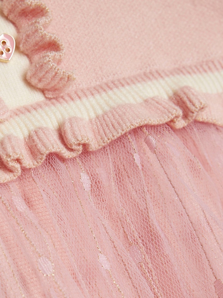 River Island Pink Tulle Hybrid Knit Dress - Image 4 of 4