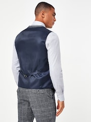 Navy Blue Check Suit: Waistcoat - Image 2 of 4