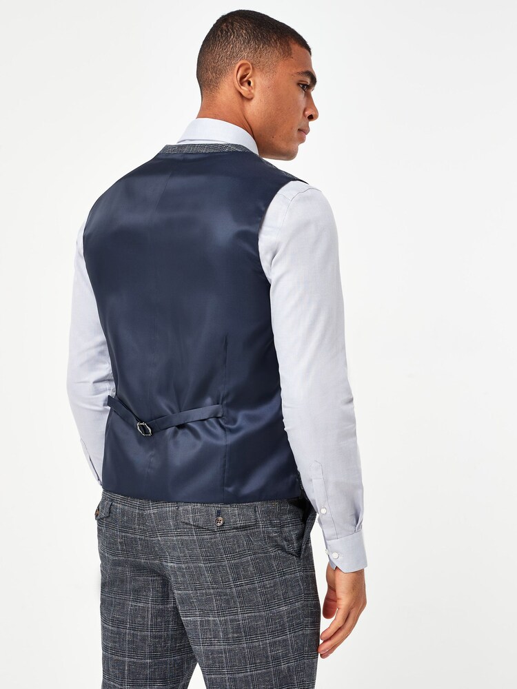 Navy Blue Check Suit: Waistcoat - Image 2 of 4 Navy Blue Check Suit: Waistcoat - Image 2 of 4