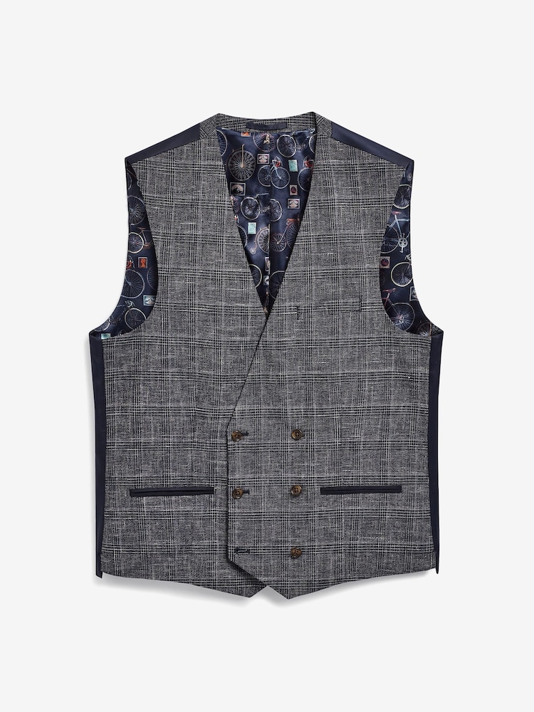 Navy Blue Check Suit: Waistcoat - Image 4 of 4 Navy Blue Check Suit: Waistcoat - Image 4 of 4
