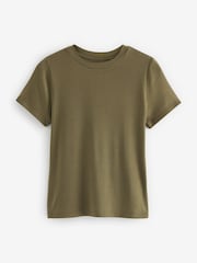 Khaki Green Soft Touch Ribbed Short Sleeve T-Shirt with TENCEL™ Lyocell - Image 4 of 6