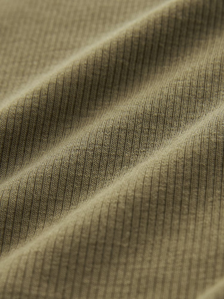 Khaki Green Soft Touch Ribbed Short Sleeve T-Shirt with TENCEL™ Lyocell - Image 6 of 6