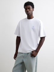 River Island White Oversized F1 Palm Tree Graphic T-Shirt - Image 2 of 4