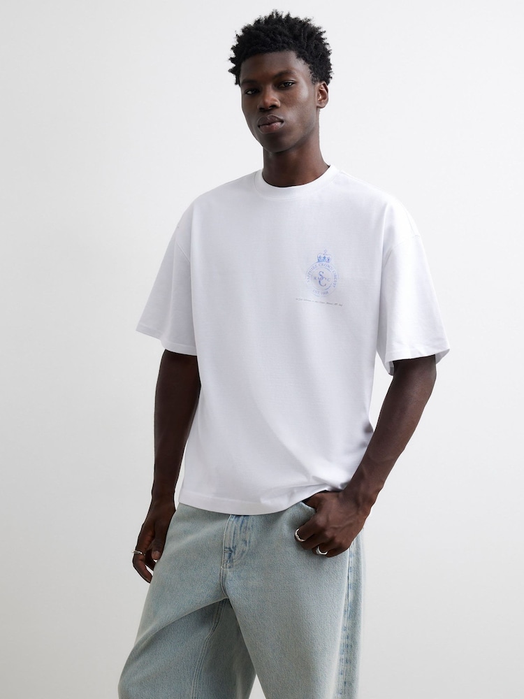 River Island White Oversized F1 Palm Tree Graphic T-Shirt - Image 2 of 4