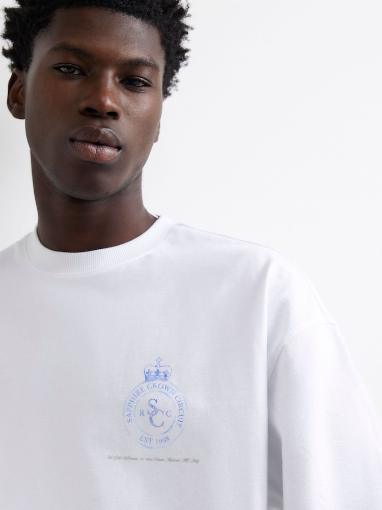 River Island White Oversized F1 Palm Tree Graphic T-Shirt - Image 4 of 4