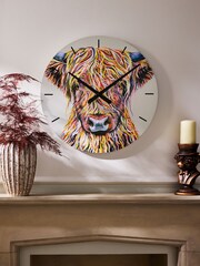 Multicolour Hamish the Highland Cow 60cm Wall Clock - Image 1 of 5
