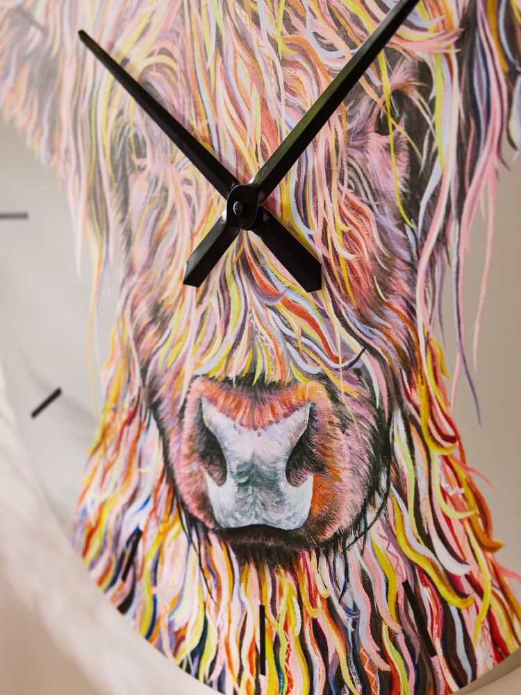 Multicolour Hamish the Highland Cow 60cm Wall Clock - Image 2 of 5