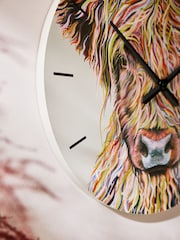 Multicolour Hamish the Highland Cow 60cm Wall Clock - Image 3 of 5