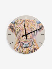 Multicolour Hamish the Highland Cow 60cm Wall Clock - Image 4 of 5