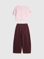 River Island Pink Cropped Embroidered T-Shirt & Joggers Set - Image 2 of 4