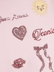 River Island Pink Cropped Embroidered T-Shirt & Joggers Set - Image 3 of 4
