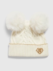 River Island Cream Double Pom Beanie - Image 1 of 3