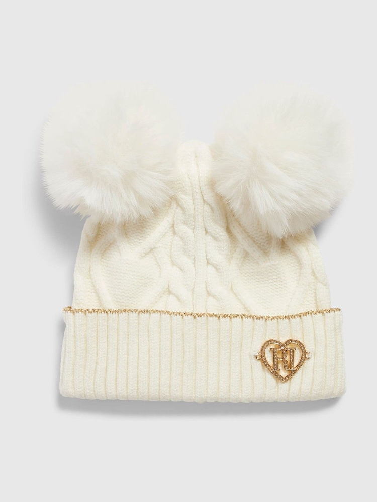 River Island Cream Double Pom Beanie - Image 1 of 3