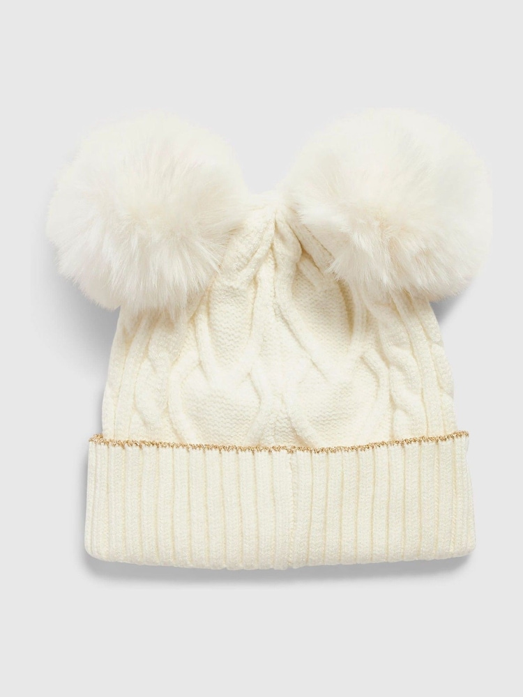 River Island Cream Double Pom Beanie - Image 2 of 3