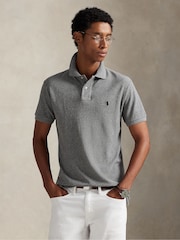 Polo Ralph Lauren Grey Custom Fit Pique Polo Shirt - Image 1 of 7