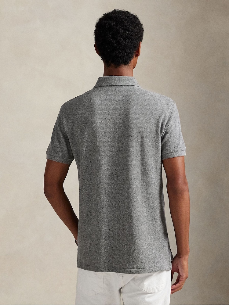 Polo Ralph Lauren Grey Custom Fit Pique Polo Shirt - Image 2 of 7