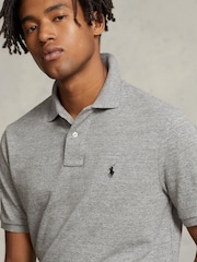 Polo Ralph Lauren Grey Custom Fit Pique Polo Shirt - Image 4 of 7