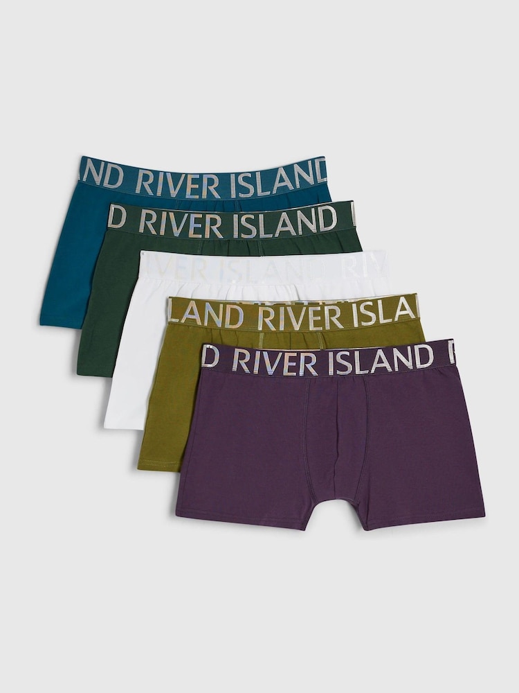 River Island Jewel Tone Trunks 5 Pack - Immagine 1 di 3