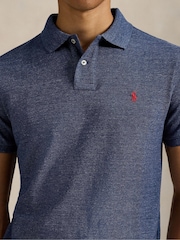 Polo Ralph Lauren Blue Custom Fit Pique Polo Shirt - Image 4 of 4