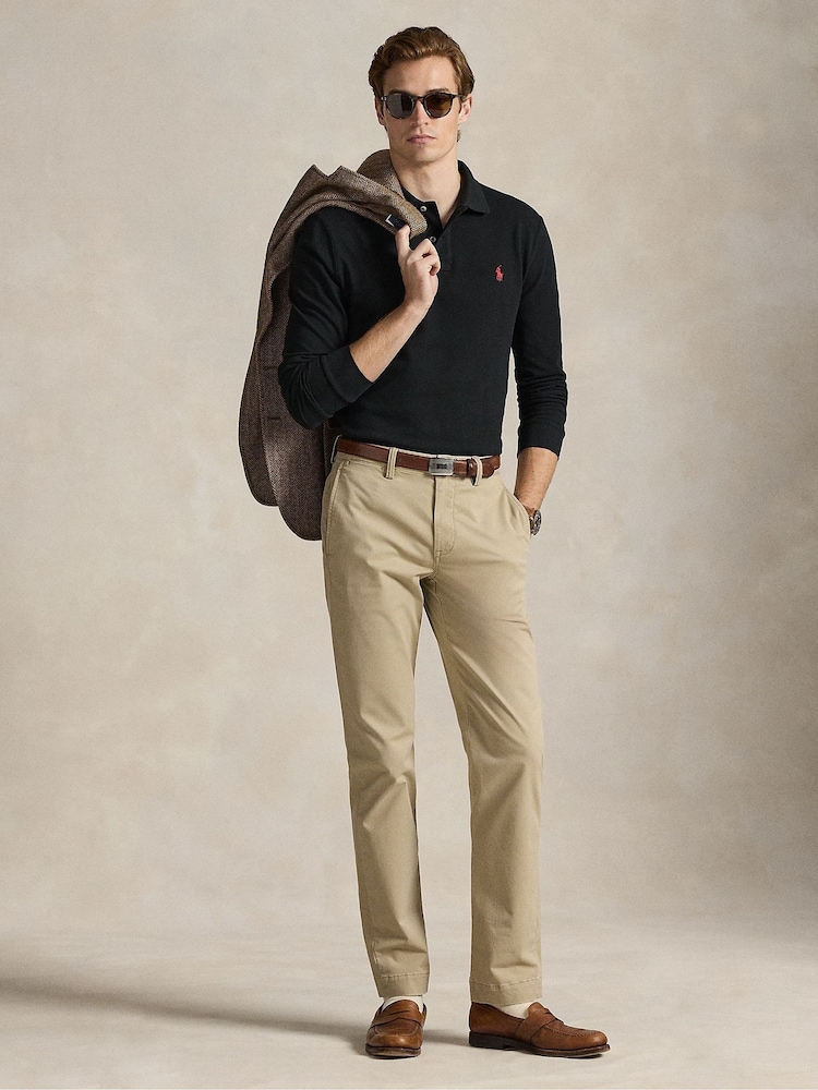 Polo Ralph Lauren Black Custom Fit Pique Long Sleeve Polo Shirt - Image 3 of 3