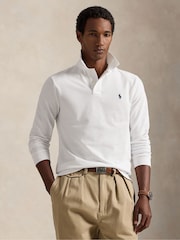 Polo Ralph Lauren White Custom Fit Pique Long Sleeve Polo Shirt - Image 1 of 6