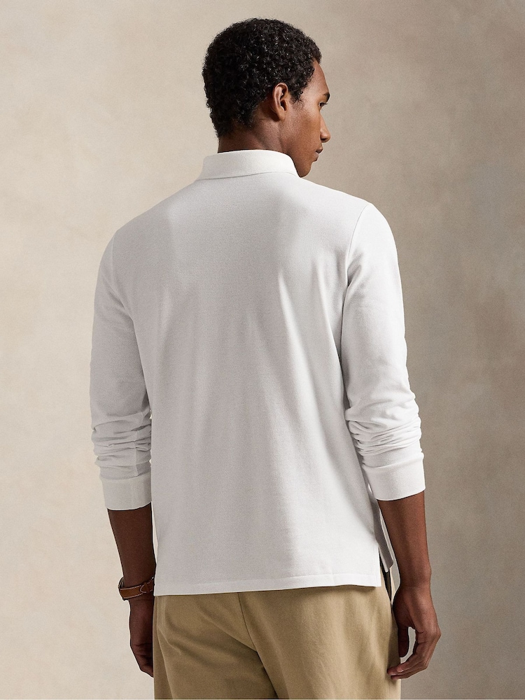 Polo Ralph Lauren White Custom Fit Pique Long Sleeve Polo Shirt - Image 2 of 6