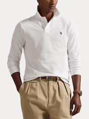Polo Ralph Lauren White Custom Fit Pique Long Sleeve Polo Shirt - Image 3 of 6