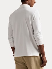 Polo Ralph Lauren White Custom Fit Pique Long Sleeve Polo Shirt - Image 4 of 6