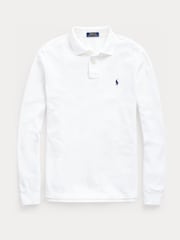 Polo Ralph Lauren White Custom Fit Pique Long Sleeve Polo Shirt - Image 6 of 6