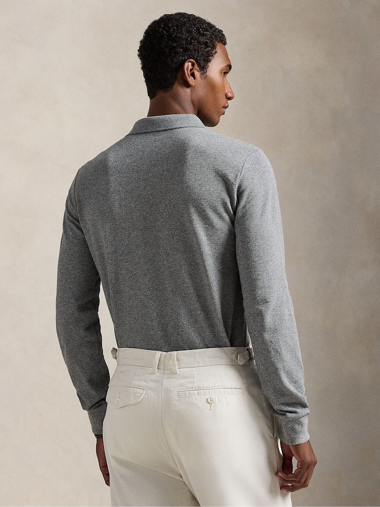 Polo Ralph Lauren Grey Custom Fit Pique Long Sleeve Polo Shirt - Image 2 of 9
