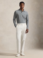 Polo Ralph Lauren Grey Custom Fit Pique Long Sleeve Polo Shirt - Image 3 of 9