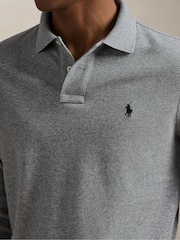 Polo Ralph Lauren Grey Custom Fit Pique Long Sleeve Polo Shirt - Image 4 of 9