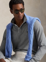 Polo Ralph Lauren Grey Custom Fit Pique Long Sleeve Polo Shirt - Image 5 of 9