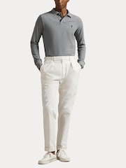 Polo Ralph Lauren Grey Custom Fit Pique Long Sleeve Polo Shirt - Image 8 of 9