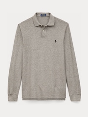 Polo Ralph Lauren Grey Custom Fit Pique Long Sleeve Polo Shirt - Image 9 of 9