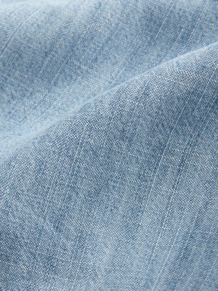 Blue Short Sleeved TENCEL™/Linen Blend Playsuit - Image 5 of 5