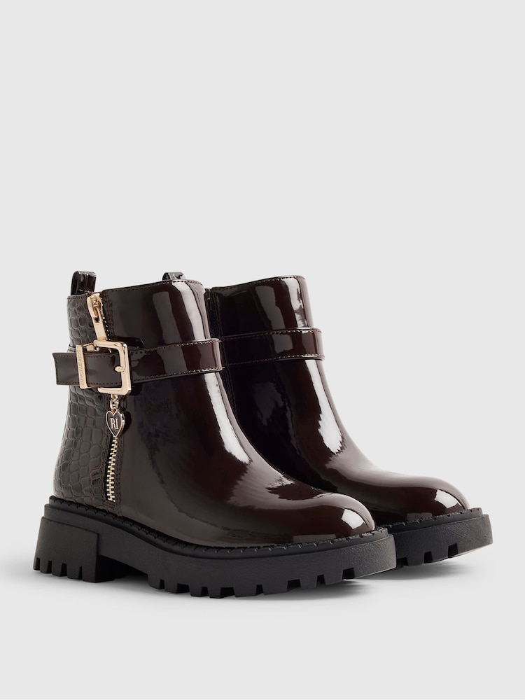 River Island Brown Chocolate Zip Up Boots - Image 2 of 5 River Island Brown Chocolate Zip Up Boots - Image 2 of 5