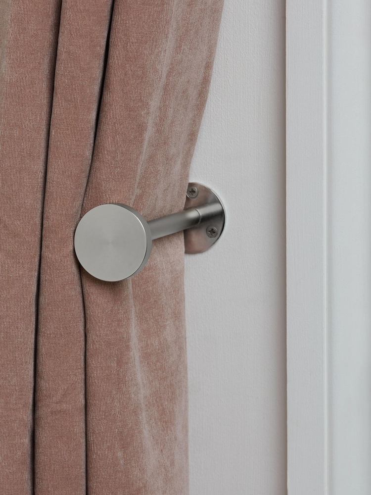 Brushed Silver Stud Holdbacks - Image 1 of 2 Brushed Silver Stud Holdbacks - Image 1 of 2