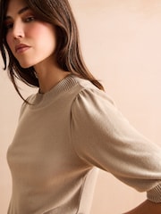 Mole Brown Cosy Short Sleeve Crew Neck Jumper - Image 5 of 7
