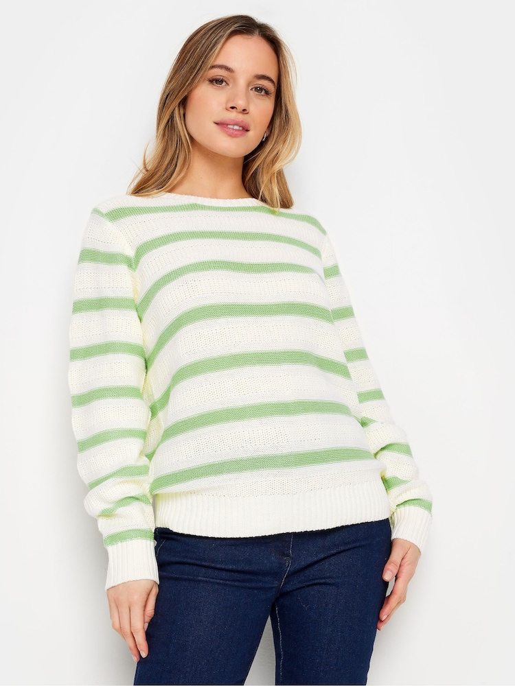M&Co Green Petite Long Sleeve Stripe Jumper - Image 1 of 5