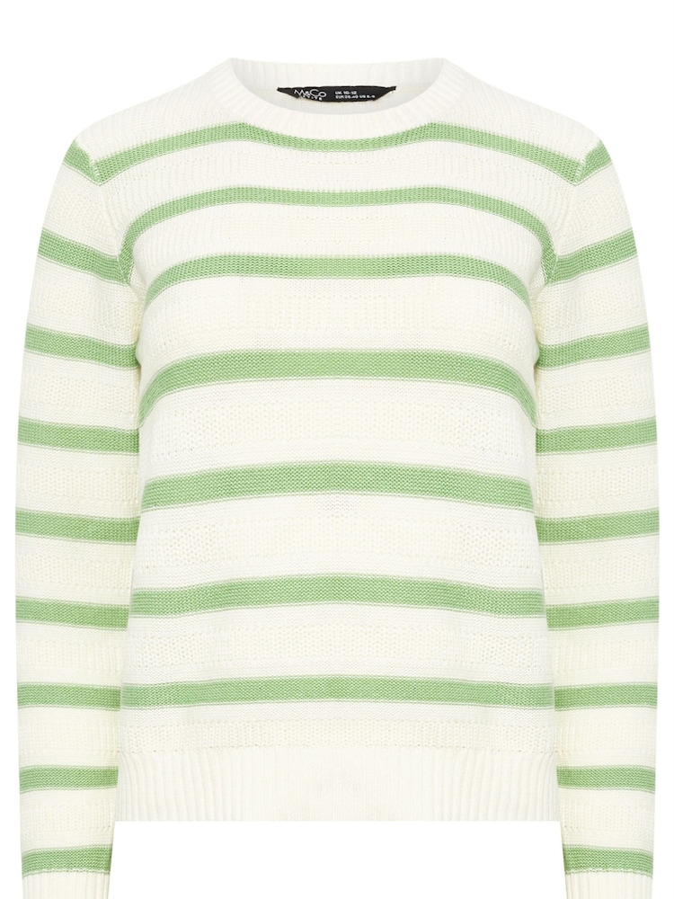M&Co Green Petite Long Sleeve Stripe Jumper - Image 5 of 5