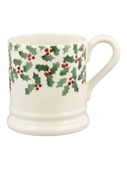 Emma Bridgewater Cream Tiny Scattered Holly 1/2 Pint Mug - Image 1 of 3