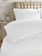 Catherine Lansfield White Satin Stripe Duvet Cover and Pillowcase Set - Image 2 of 3