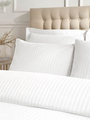 Catherine Lansfield White Satin Stripe Duvet Cover and Pillowcase Set - Image 3 of 3