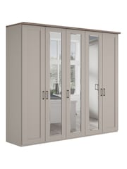 Wiemann Pebble Grey Truro 5 Door Wood and Mirror Semi Fitted Wardrobe - Image 2 of 6