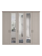 Wiemann Pebble Grey Truro 5 Door Wood and Mirror Semi Fitted Wardrobe - Image 3 of 6