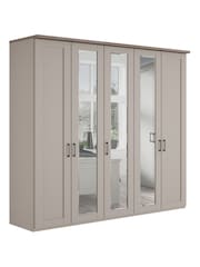 Wiemann Pebble Grey Truro 5 Door Wood and Mirror Semi Fitted Wardrobe - Image 5 of 6