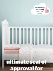 Silentnight Pink Kids Safe Nights Pink Star Cot Bed 100% Cotton Duvet Cover and Pillowcase Set - Image 6 of 11