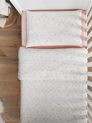 Silentnight Pink Kids Safe Nights Pink Star Cot Bed 100% Cotton Duvet Cover and Pillowcase Set - Image 8 of 11