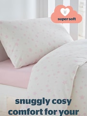 Silentnight Pink Kids Safe Nights Pink Star Cot Bed 100% Cotton Duvet Cover and Pillowcase Set - Image 9 of 11